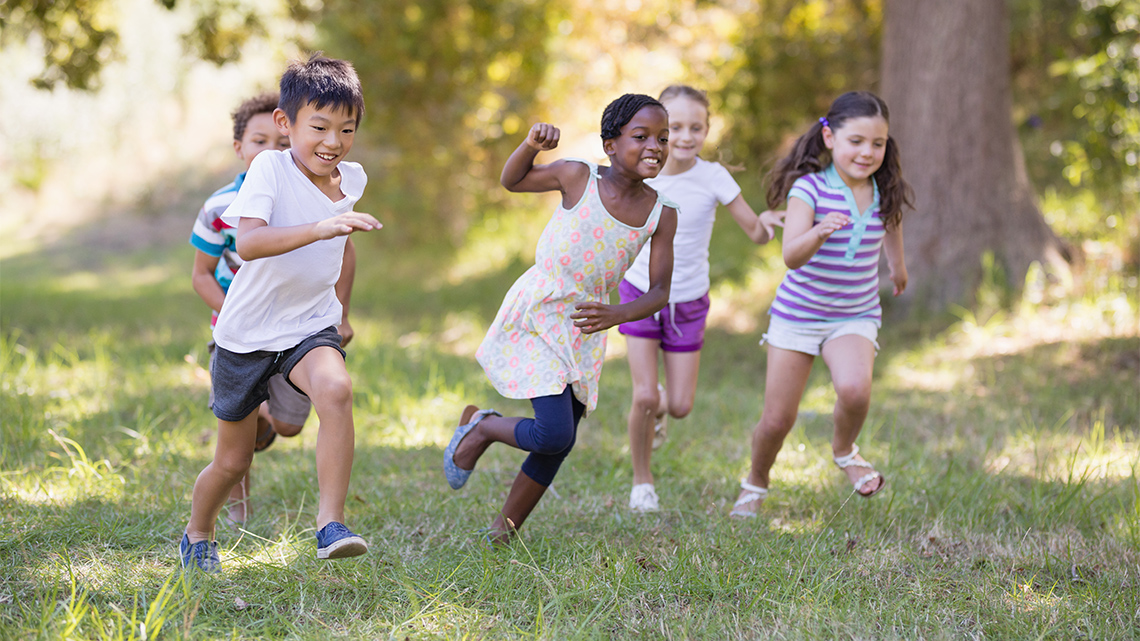 Children are running at recess.