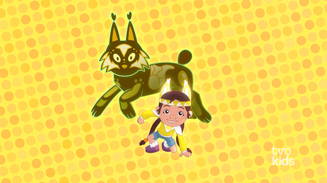Nina is a child in a lynx costume and she is with her Lynx Spirit, who looks like a large lynx