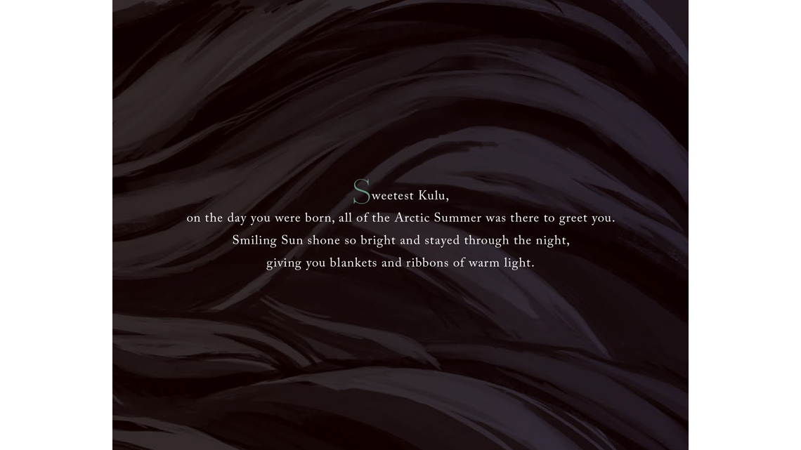Text against a background of dark hair blowing in the wind.
