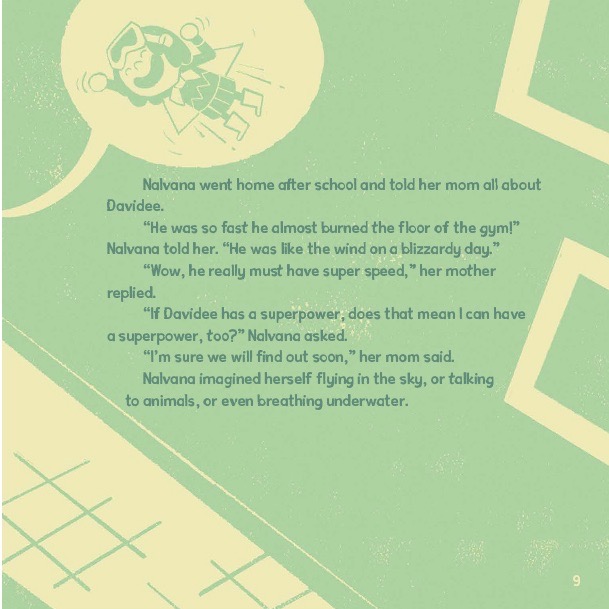 A little girl imagines herself flying.