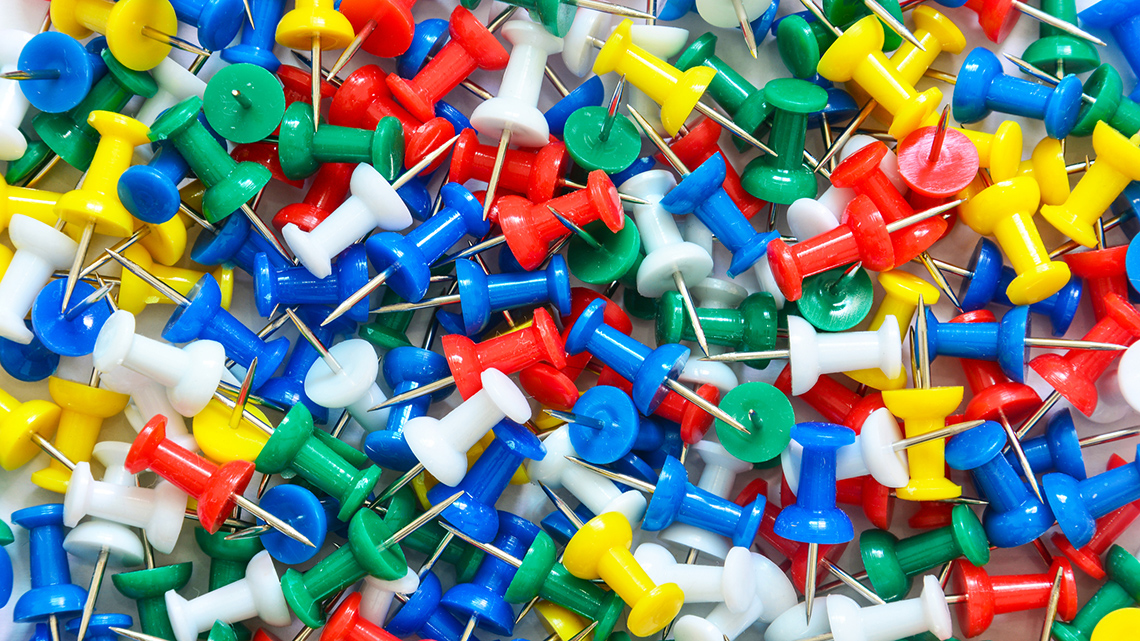 A pile of thumbtacks.