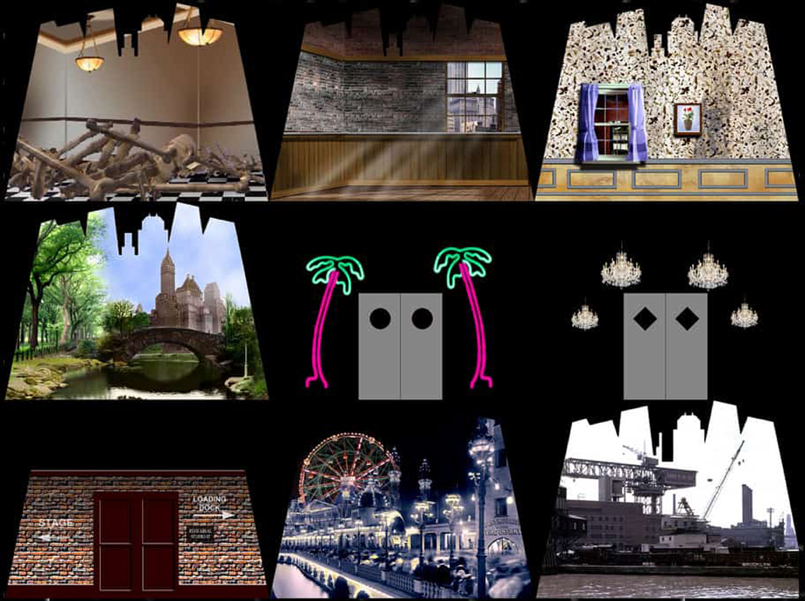 A light projector shows different images on the same background.