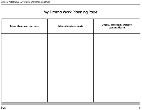 My Drama Work Planning Page