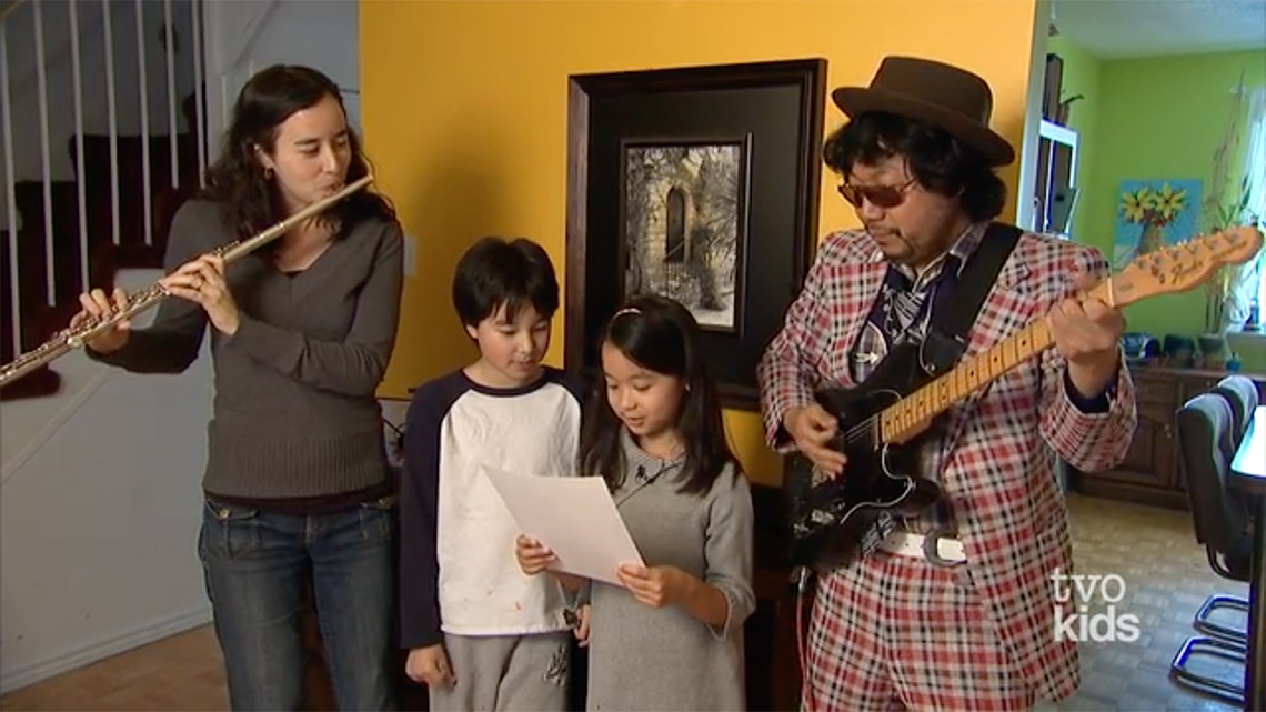 Loghan’s family playing music together.
