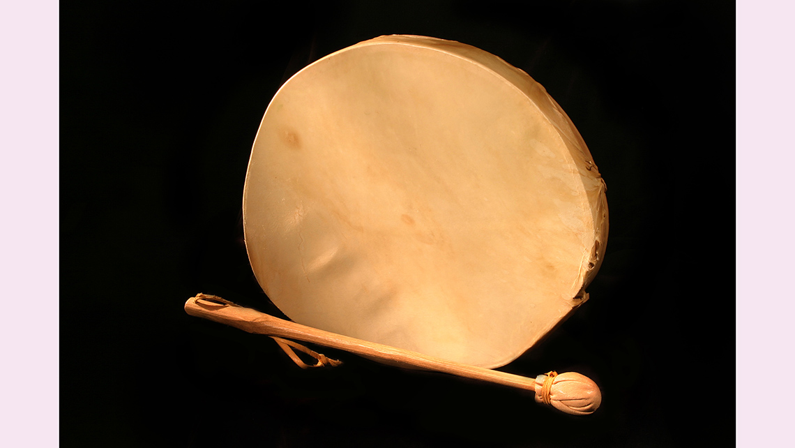 A drum that can be held in the hand and played with a soft mallet.
