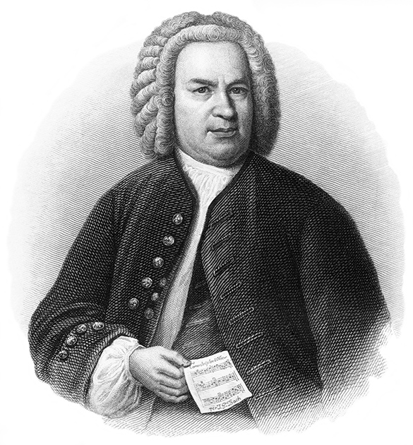 An illustration of the Baroque composer Johann Sebastian Bach