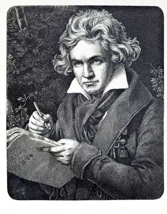 An illustration of the classical composer Ludwig Van Beethoven