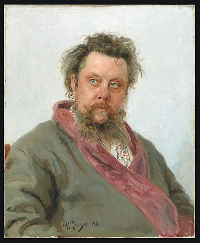 A painting of the composer Modest Mussogorsky