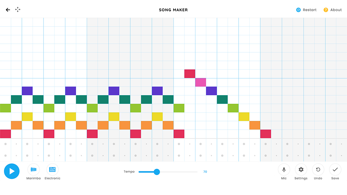 A screenshot of how to adjust the tempo in Song Maker.