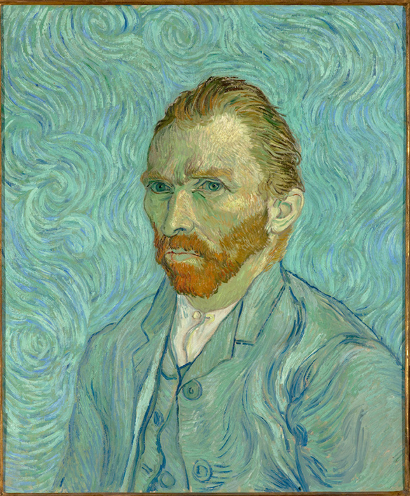 A portrait of Van Gogh created with soft, wavy painted lines.