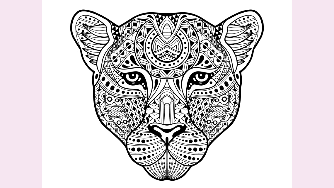 A leopard drawn using The Zentangle® Method