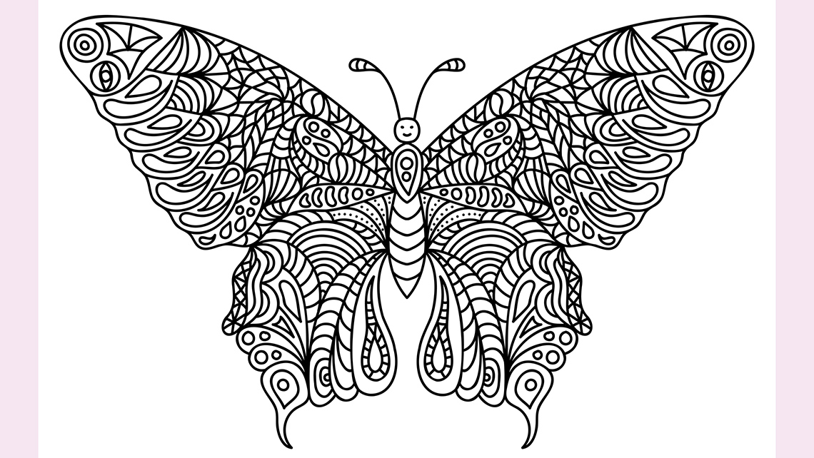 A butterfly drawn using The Zentangle® Method