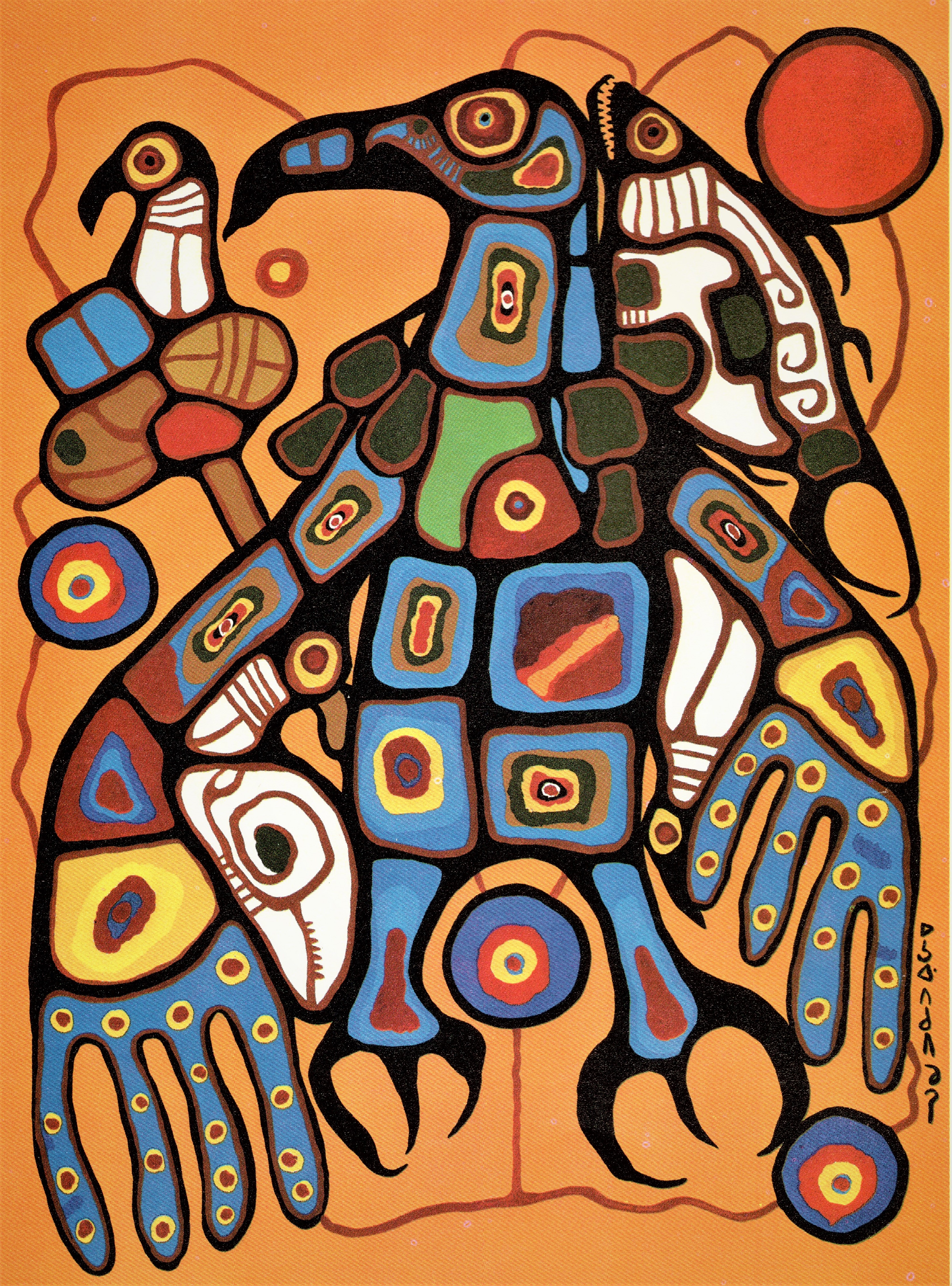 A painting of a human figure in the final stage of turning into a thunderbird.