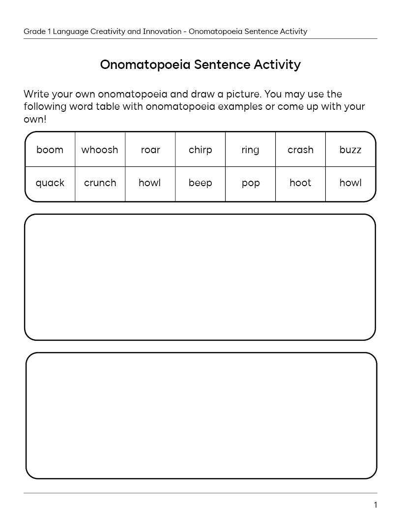 Onomatopoeia Sentence Activity