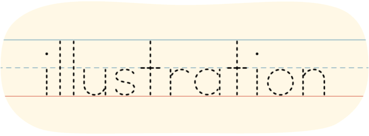 A red dot tracing the printed word 'illustration.'