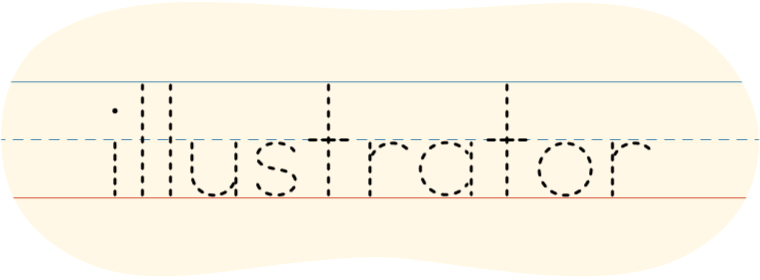 A red dot tracing the printed word 'illustrator.'