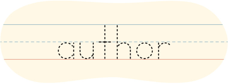 A red dot tracing the printed word 'author.'