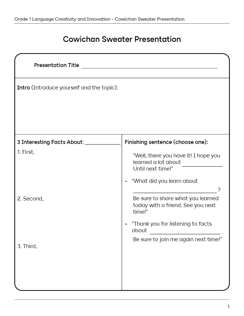 Cowichan Sweater Presentation