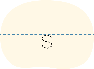 A red dot tracing the lowercase letter 's.'