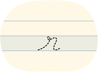A red dot tracing a cursive lowercase r.