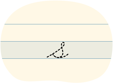 A red dot tracing a cursive lowercase s.