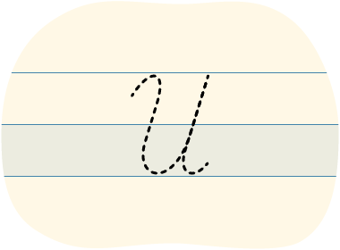 A red dot tracing a cursive uppercase U.