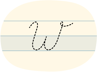 A red dot tracing a cursive uppercase W.