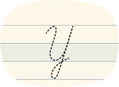 A red dot tracing a cursive uppercase Y.