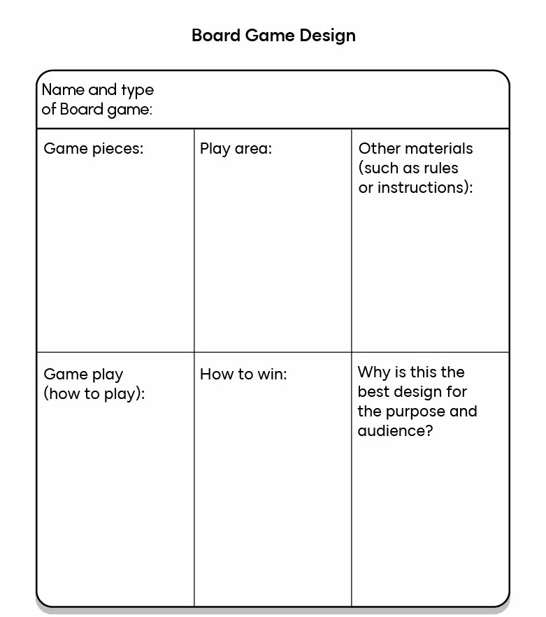 Board Game Design Planner