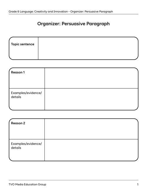 Organizer: Persuasive Paragraph