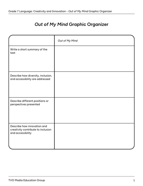 Out of My Mind Graphic Organizer 