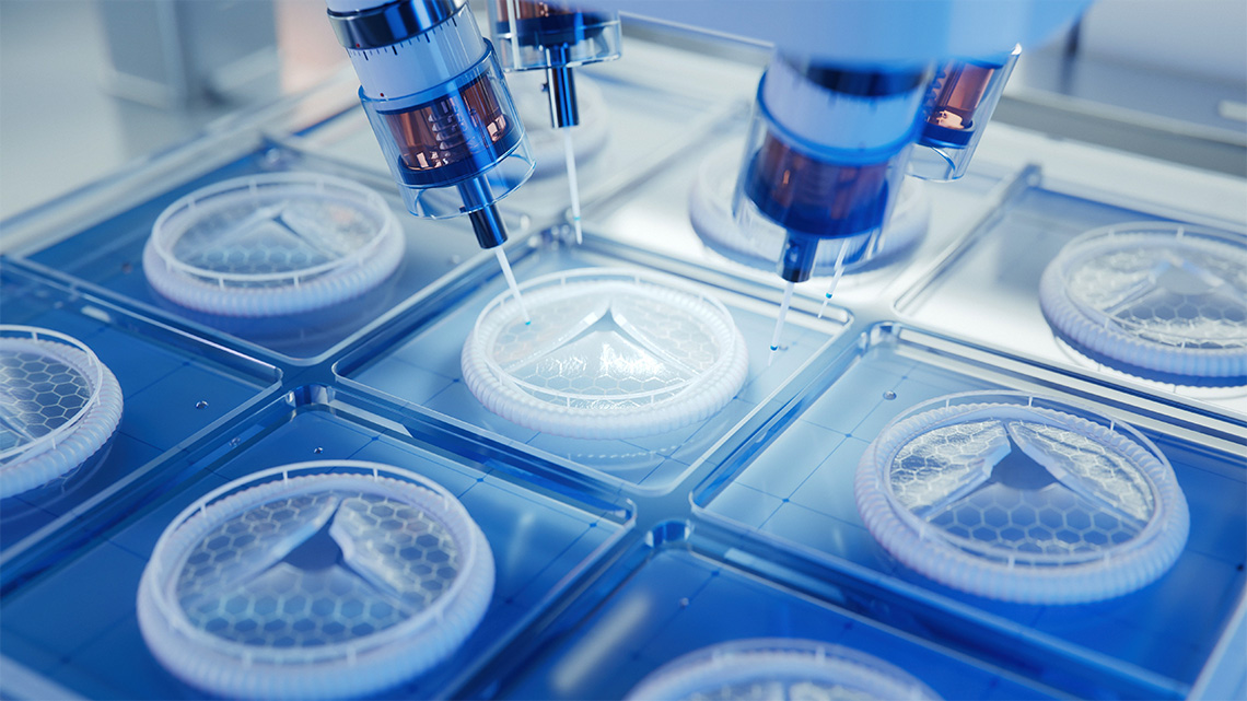 A bioprinter making artificial heart valves