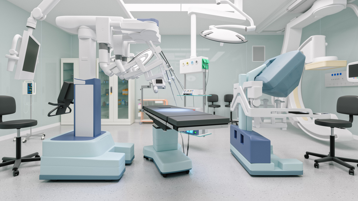 Surgical robots in a hospital operating room