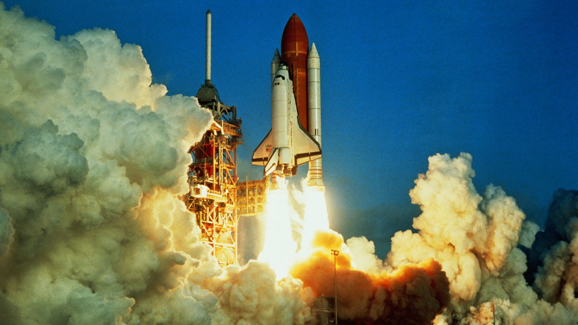 A rocket ship launching