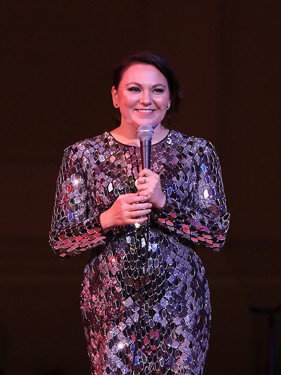 Canadian throat singer Tanya Tagaq performs on stage at the Pathway to Paris event.