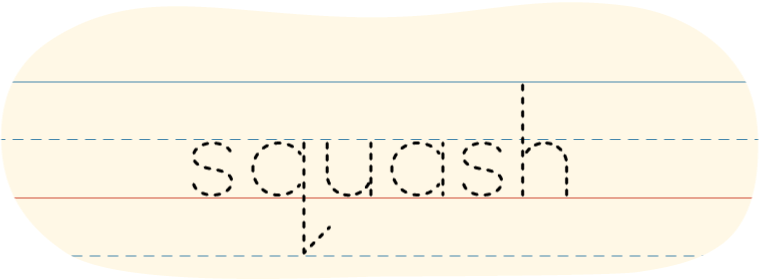 A red dot tracing the word squash.