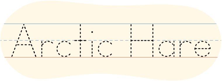 A red dot tracing the word Arctic Hare.