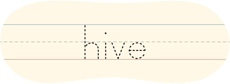A red dot tracing the word hive.