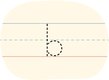 A red dot tracing a printed lowercase b.