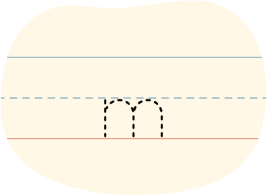 A red dot tracing a printed lowercase m.