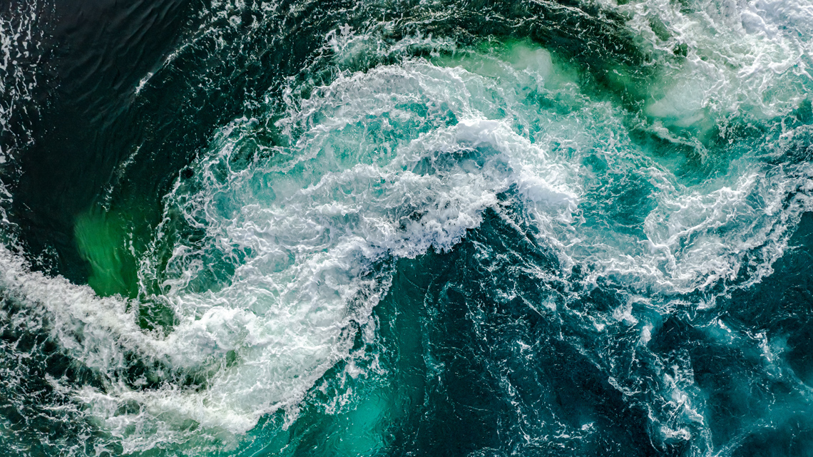 Waves of water.