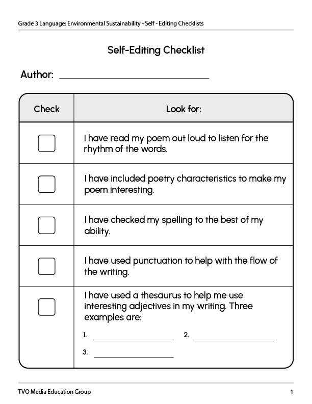 Self-editing checklist