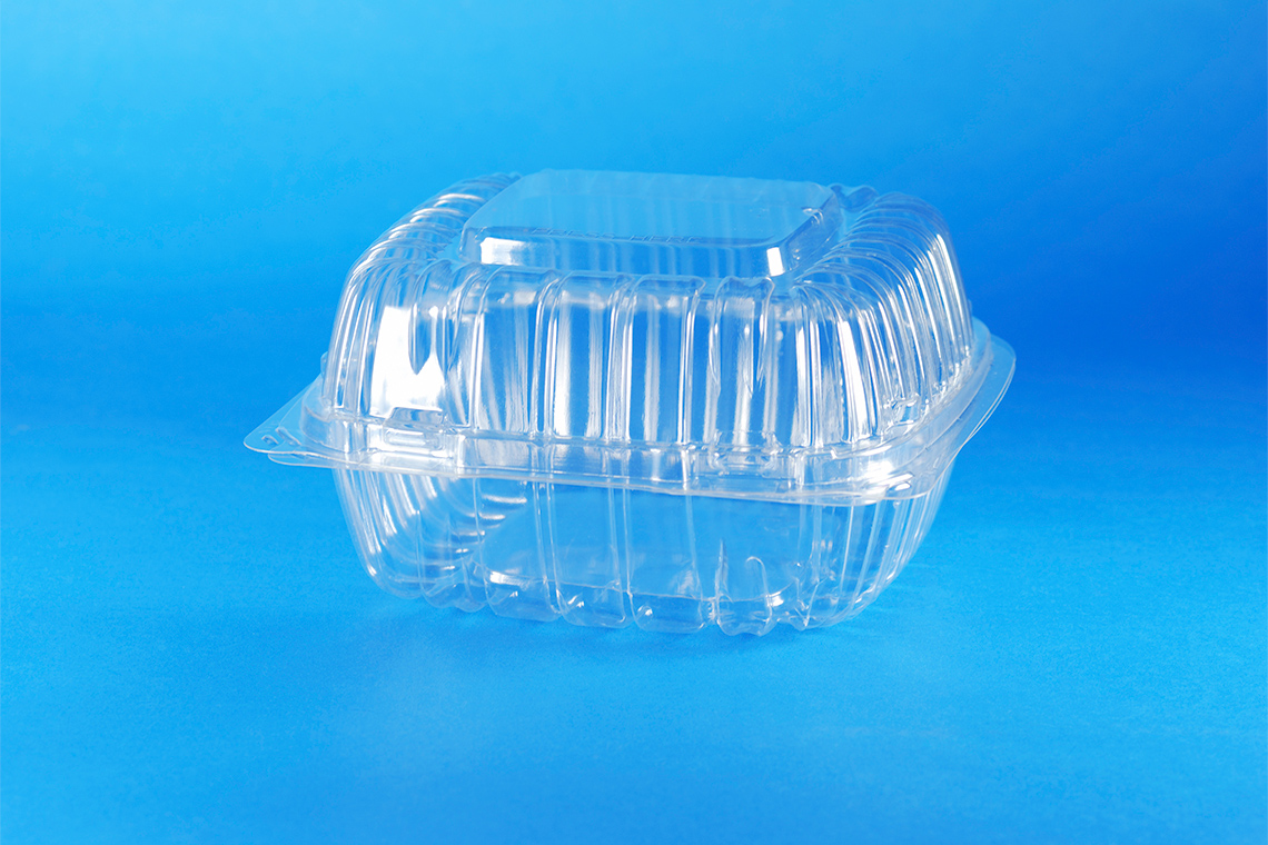 Empty plastic take out container.