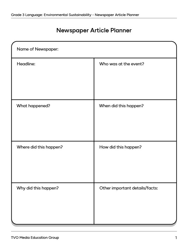 Newspaper Article Planner
