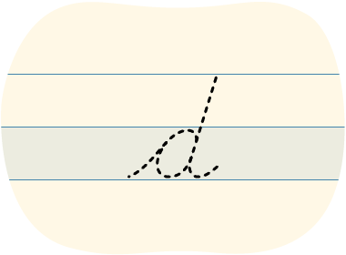 A red dot tracing a cursive lowercase d.