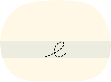 A red dot tracing a cursive lowercase e.