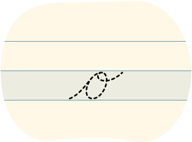 A red dot tracing a cursive lowercase o.