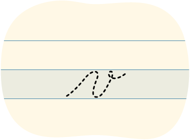 A red dot tracing a cursive lowercase v.