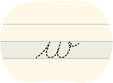 A red dot tracing a cursive lowercase w.