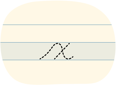 A red dot tracing a cursive lowercase x.